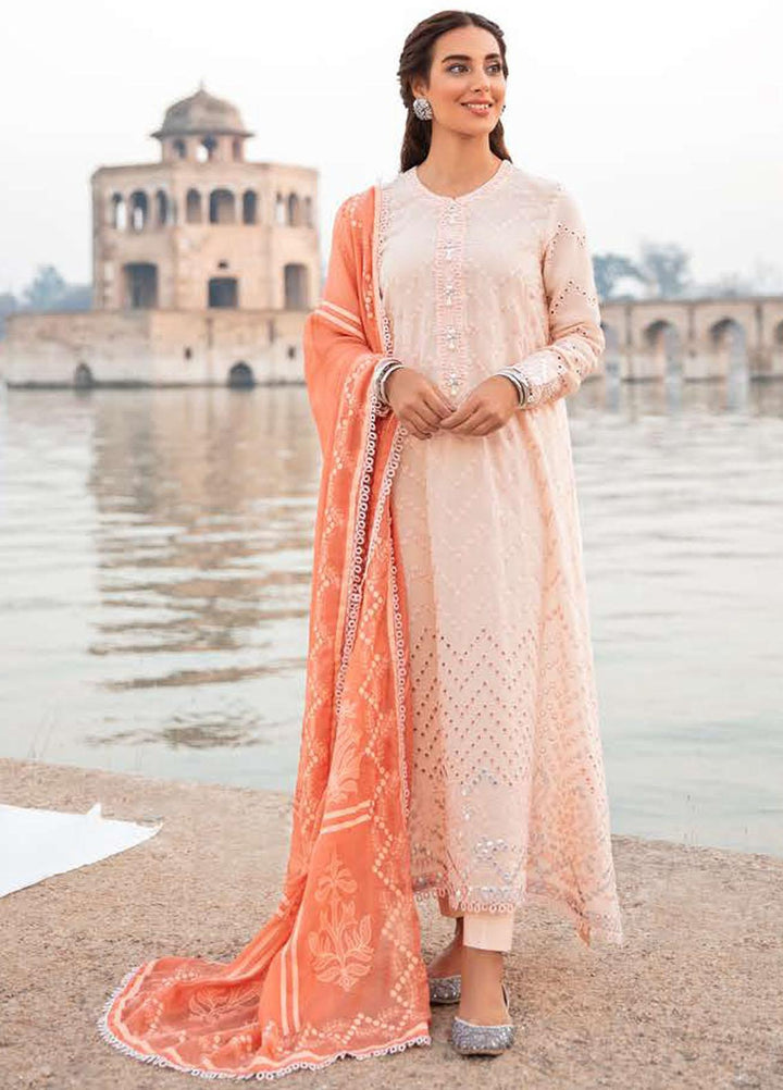 Mehrbano By Cross Stitch Embroidered Lawn Suits Unstitched 3 Piece CS22ML CHEVRON LACE - Premium Collection