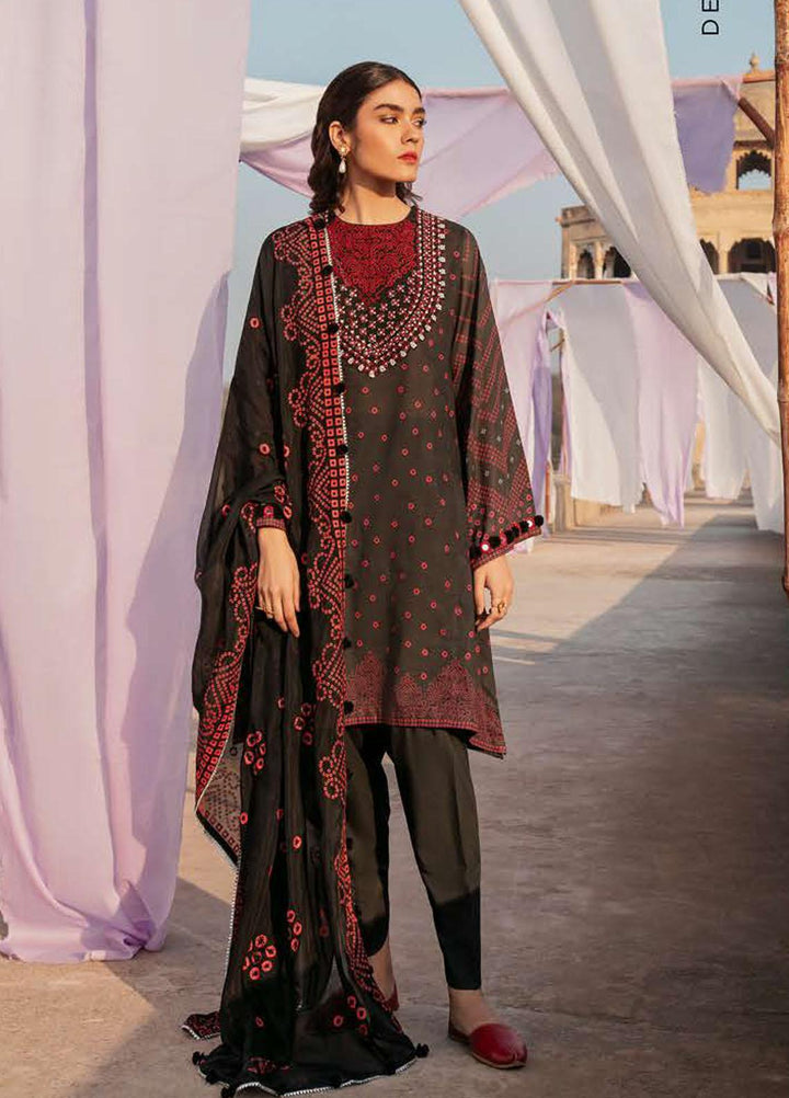 Mehrbano By Cross Stitch Embroidered Lawn Suits Unstitched 3 Piece CS22ML EBONY MAZE - Premium Collection