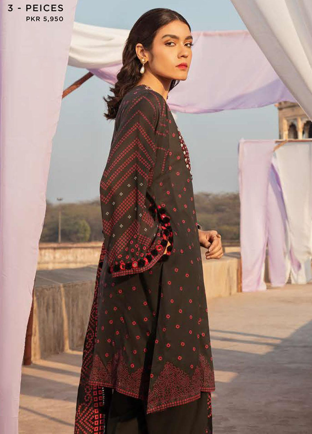 Mehrbano By Cross Stitch Embroidered Lawn Suits Unstitched 3 Piece CS22ML EBONY MAZE - Premium Collection