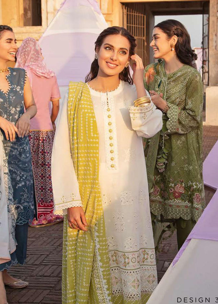 Mehrbano By Cross Stitch Embroidered Lawn Suits Unstitched 3 Piece CS22ML ECRU DAB - Premium Collection