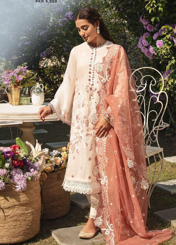 Mehrbano By Cross Stitch Embroidered Lawn Suits Unstitched 3 Piece CS22ML FLORET RIBBON - Premium Collection