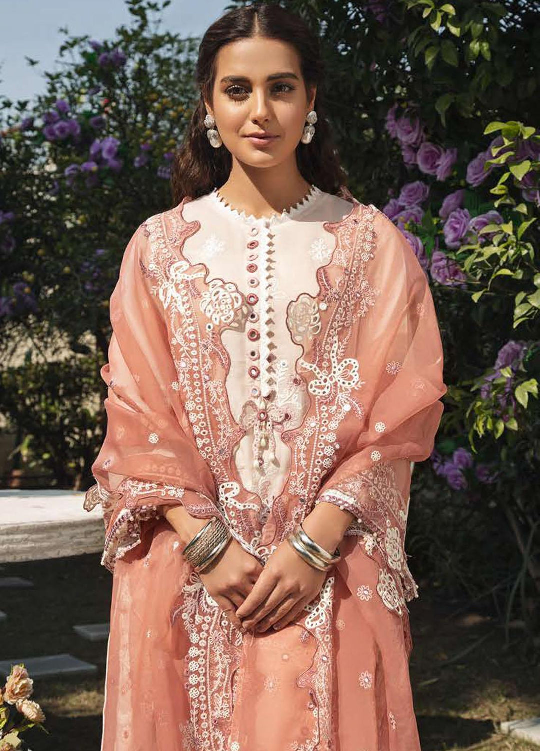 Mehrbano By Cross Stitch Embroidered Lawn Suits Unstitched 3 Piece CS22ML FLORET RIBBON - Premium Collection