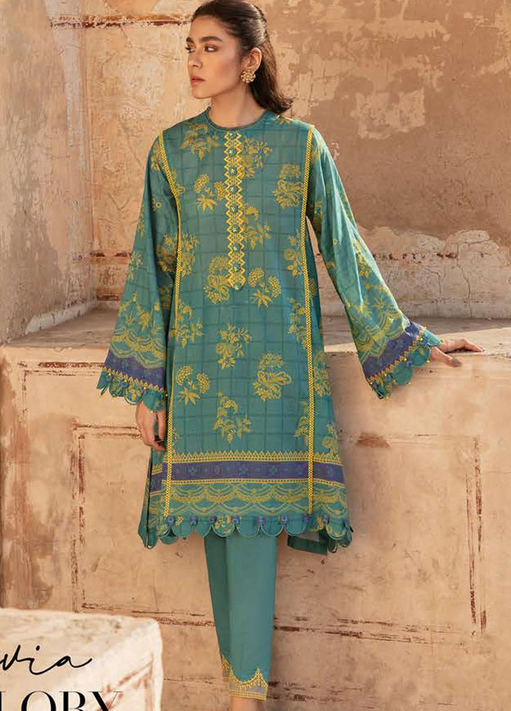 Mehrbano By Cross Stitch Embroidered Lawn Suits Unstitched 2 Piece CS22ML LIVIA GLORY - Premium Collection