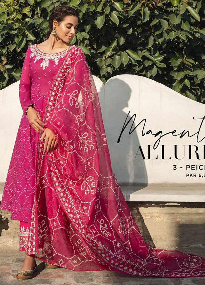 Mehrbano By Cross Stitch Embroidered Lawn Suits Unstitched 3 Piece CS22ML MAGENTA ALLURE - Premium Collection