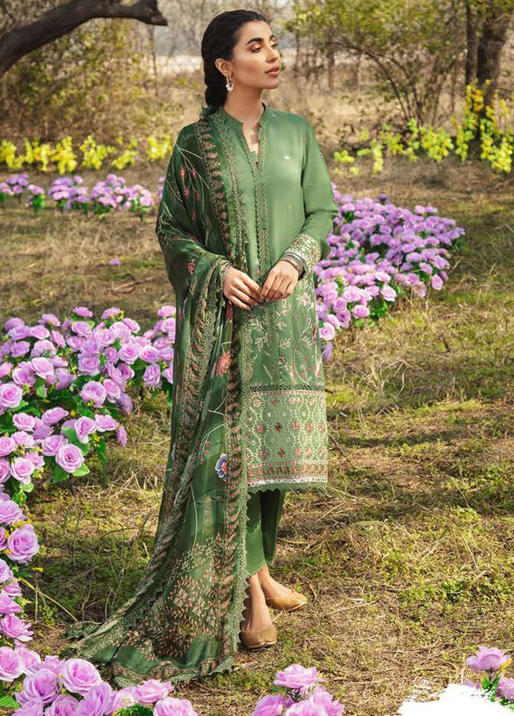 Mehrbano By Cross Stitch Embroidered Lawn Suits Unstitched 3 Piece CS22ML MOSS MESH - Premium Collection