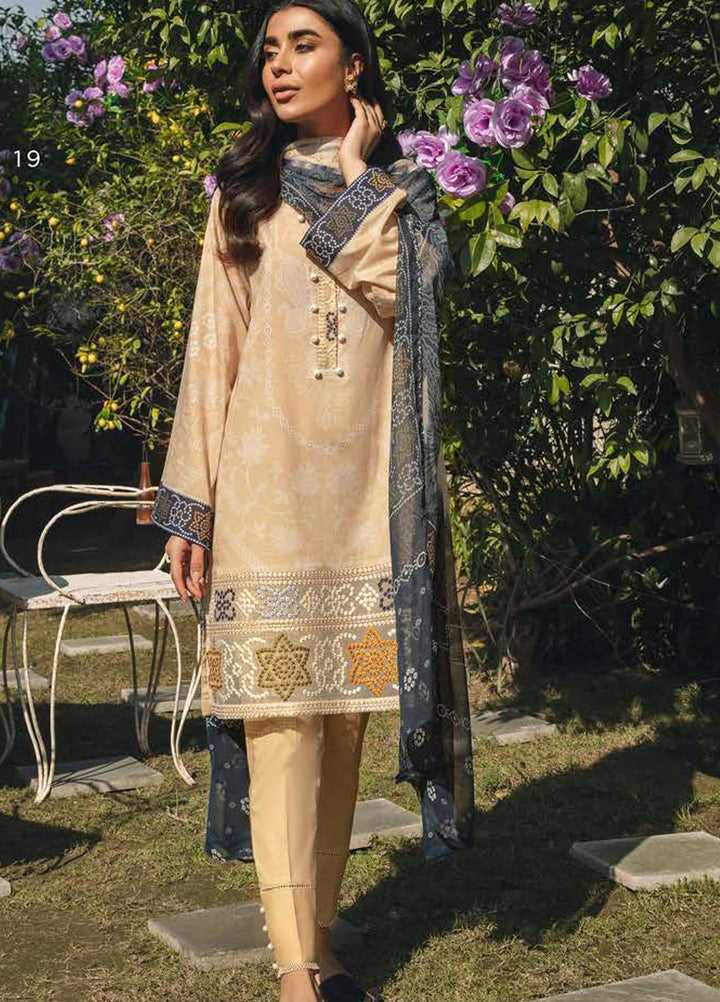Mehrbano By Cross Stitch Embroidered Lawn Suits Unstitched 3 Piece CS22ML PEACH FAIR - Premium Collection