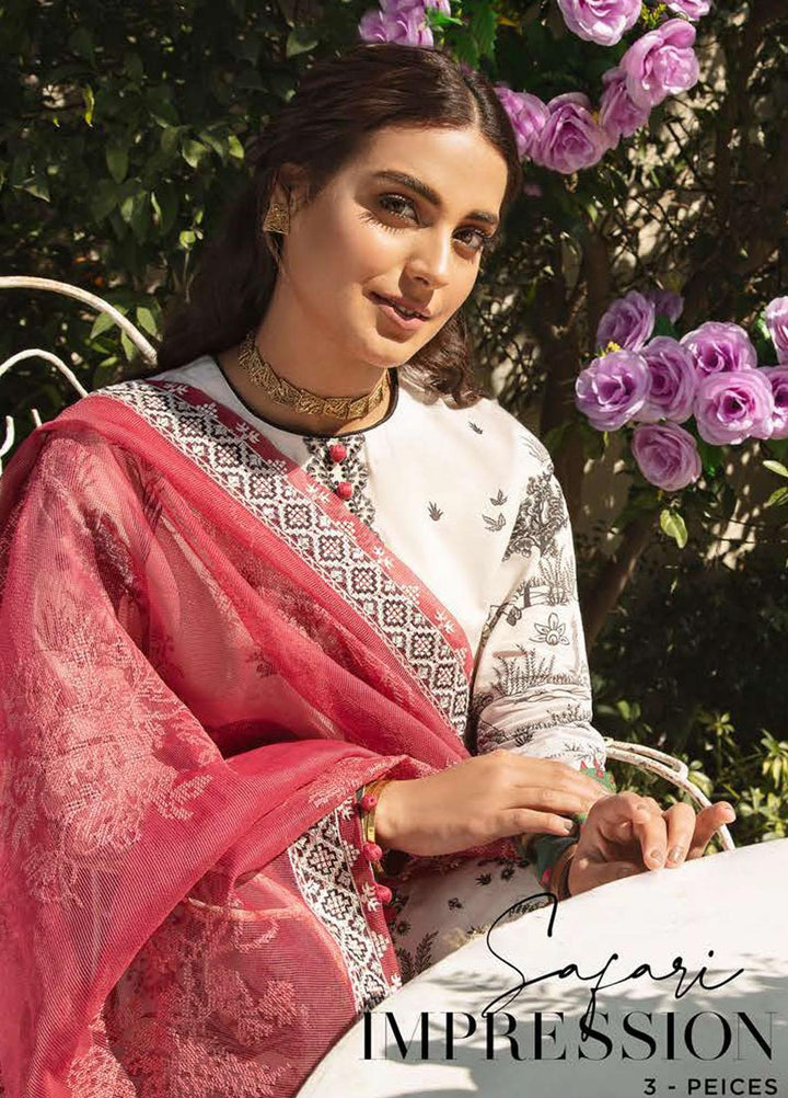 Mehrbano By Cross Stitch Embroidered Lawn Suits Unstitched 3 Piece CS22ML SAFARI IMPRESSION - Premium Collection