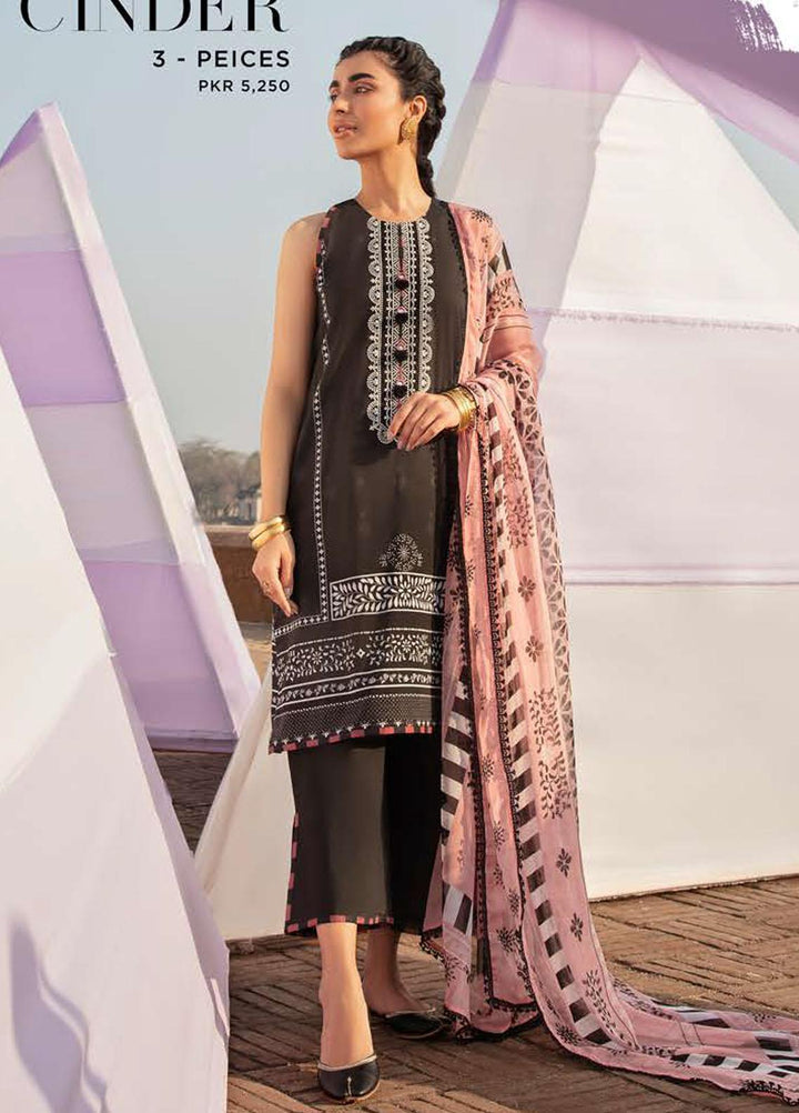 Mehrbano By Cross Stitch Embroidered Lawn Suits Unstitched 3 Piece CS22ML SALMON CINDER - Premium Collection