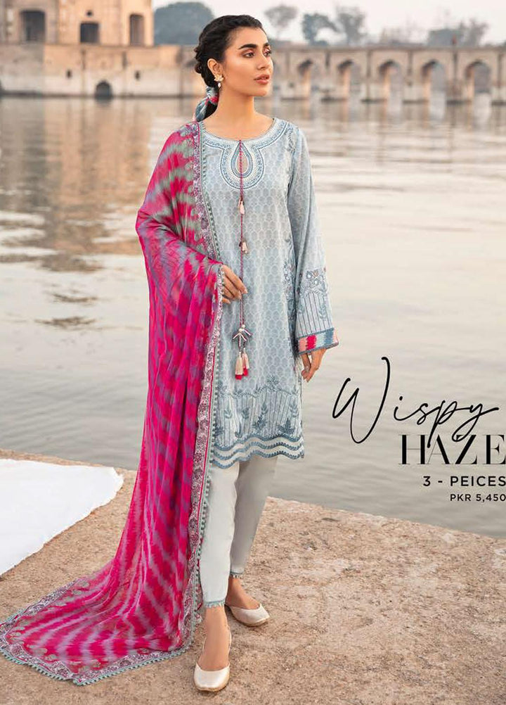 Mehrbano By Cross Stitch Embroidered Lawn Suits Unstitched 3 Piece CS22ML WISPY HAZE - Premium Collection