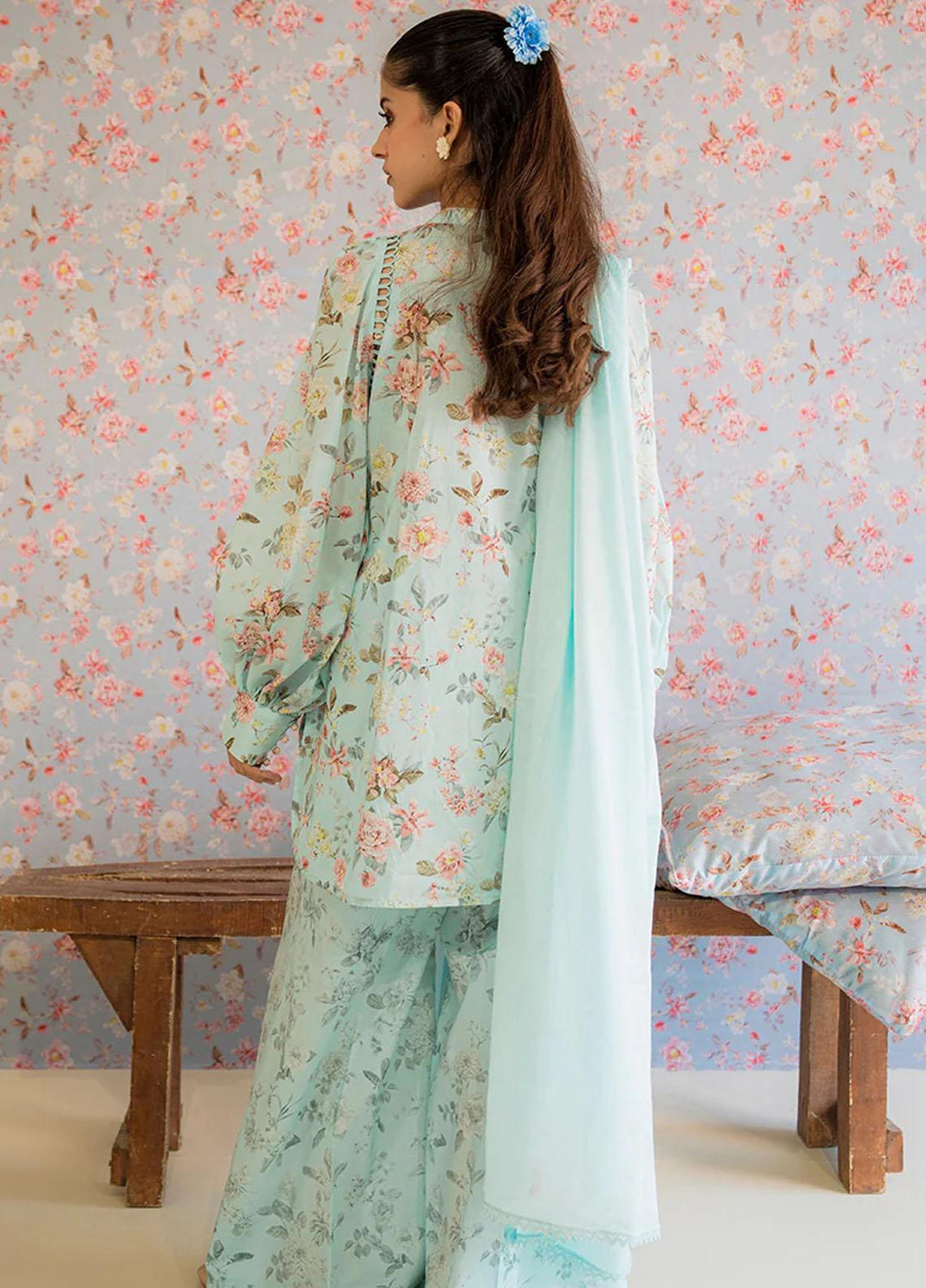 Cross Stitch Printed Lawn Suits Unstitched 3 Piece CS23PP D-02 Carolina Grace - Summer Collection