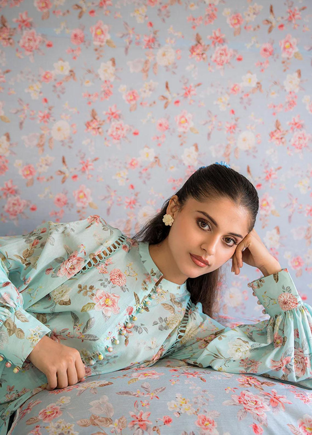 Cross Stitch Printed Lawn Suits Unstitched 3 Piece CS23PP D-02 Carolina Grace - Summer Collection