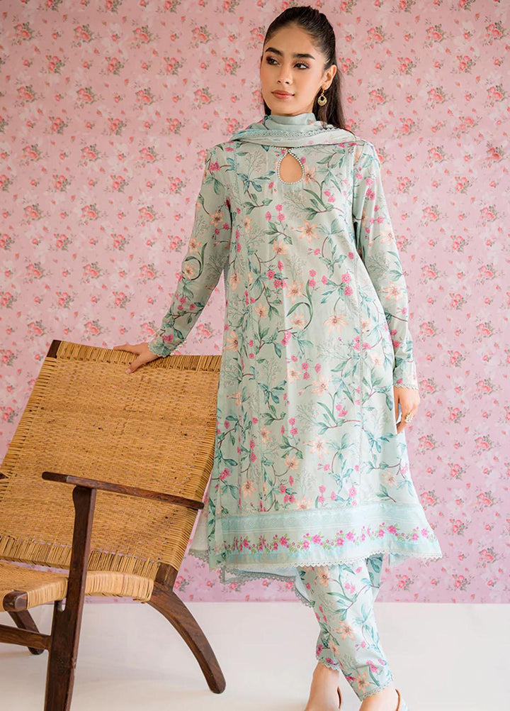 Cross Stitch Printed Lawn Suits Unstitched 3 Piece CS23PP D-03 Floral Heaven - Summer Collection