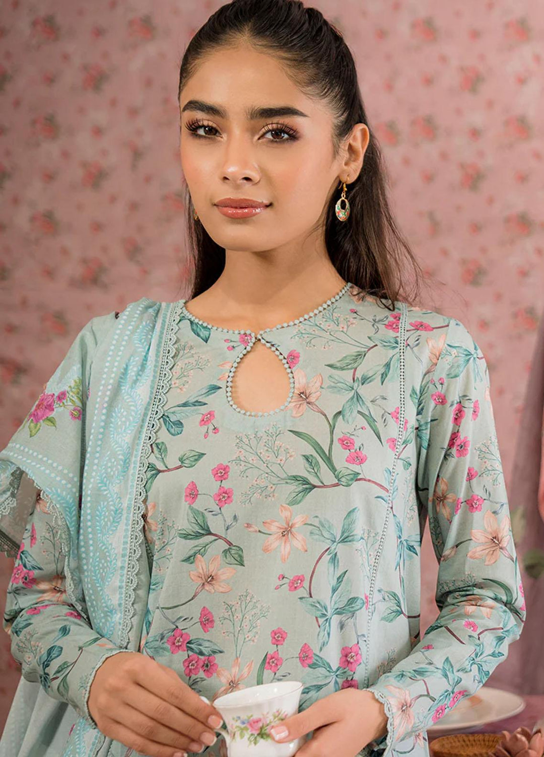 Cross Stitch Printed Lawn Suits Unstitched 3 Piece CS23PP D-03 Floral Heaven - Summer Collection