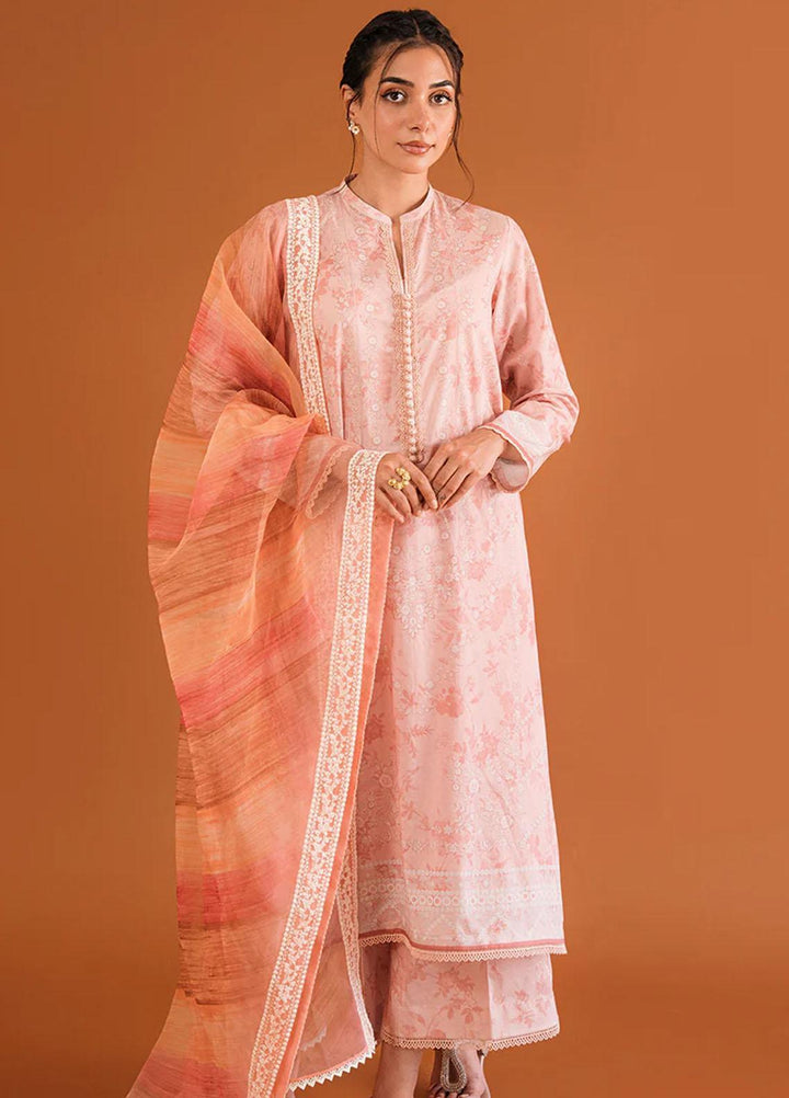 Cross Stitch Embroidered Lawn Suits Unstitched 3 Piece CS23PP D-06 Periwinkle Blossom - Summer Collection