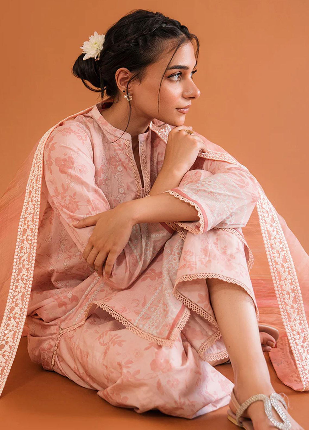 Cross Stitch Embroidered Lawn Suits Unstitched 3 Piece CS23PP D-06 Periwinkle Blossom - Summer Collection