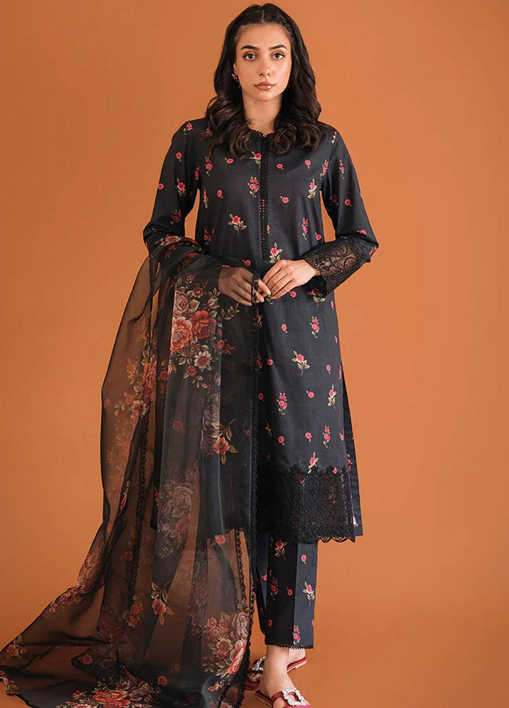 Cross Stitch Embroidered Lawn Suits Unstitched 3 Piece CS23PP D-07 Raven Carnation - Summer Collection