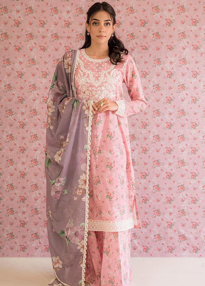 Cross Stitch Embroidered Lawn Suits Unstitched 3 Piece CS23PP D-08 Rose Gleam - Summer Collection