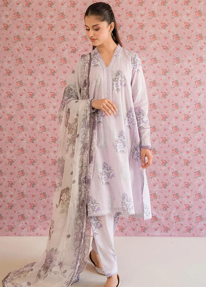 Cross Stitch Printed Lawn Suits Unstitched 3 Piece CS23PP D-10 Winsome Orchid - Summer Collection