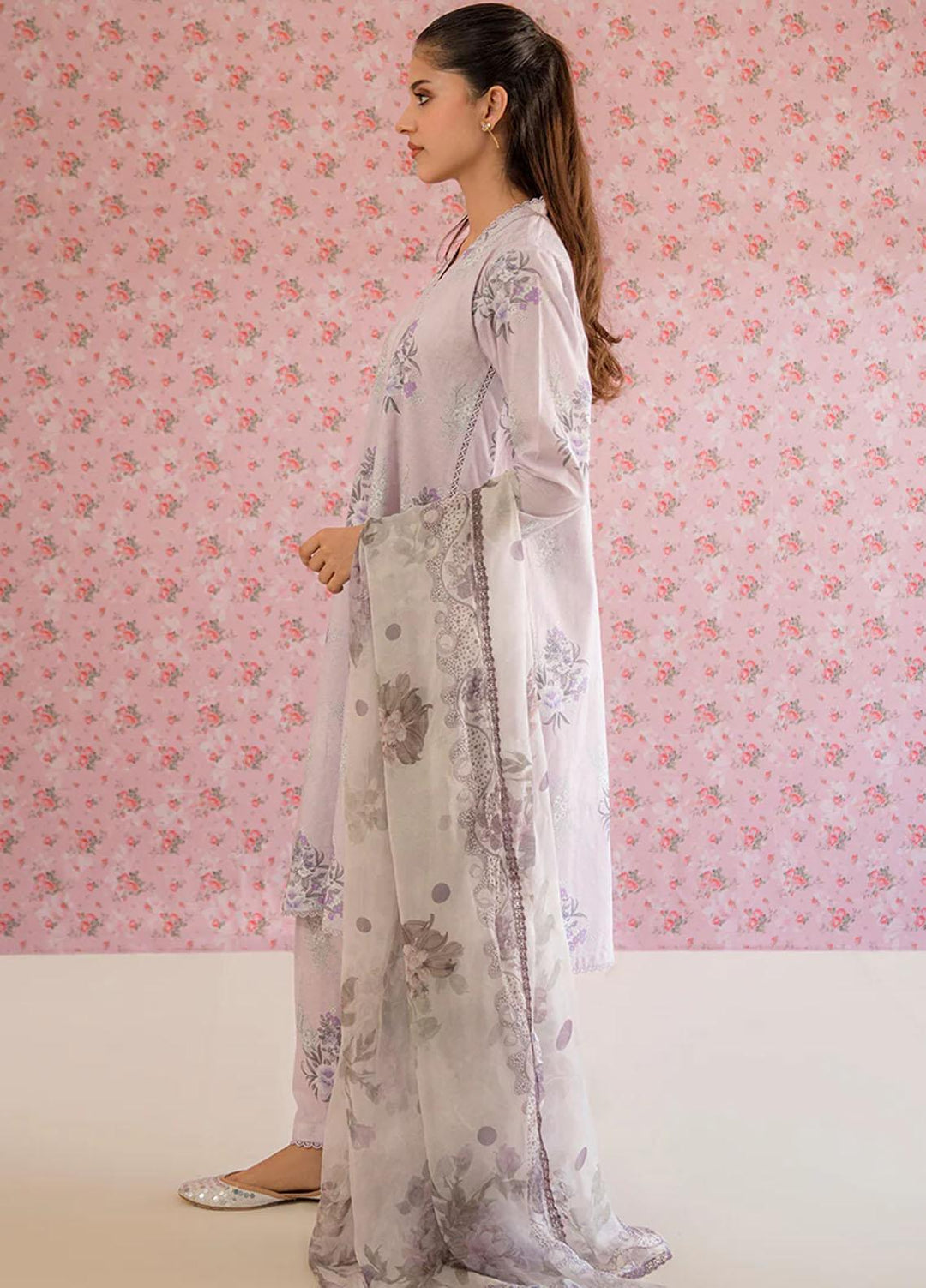 Cross Stitch Printed Lawn Suits Unstitched 3 Piece CS23PP D-10 Winsome Orchid - Summer Collection