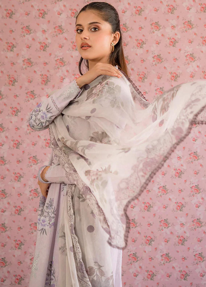 Cross Stitch Printed Lawn Suits Unstitched 3 Piece CS23PP D-10 Winsome Orchid - Summer Collection