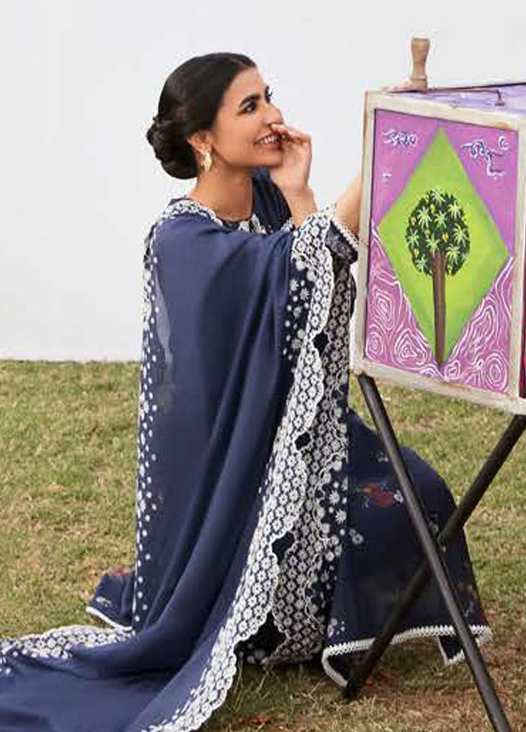 Cross Stitch Embroidered Lawn Suits Unstitched 3 Piece CS23PL D-02 Jaylin Night - Eid Collection