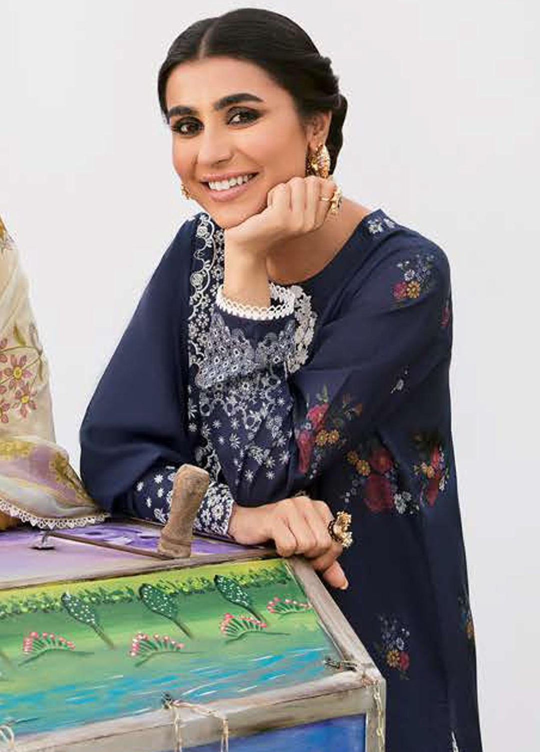 Cross Stitch Embroidered Lawn Suits Unstitched 3 Piece CS23PL D-02 Jaylin Night - Eid Collection