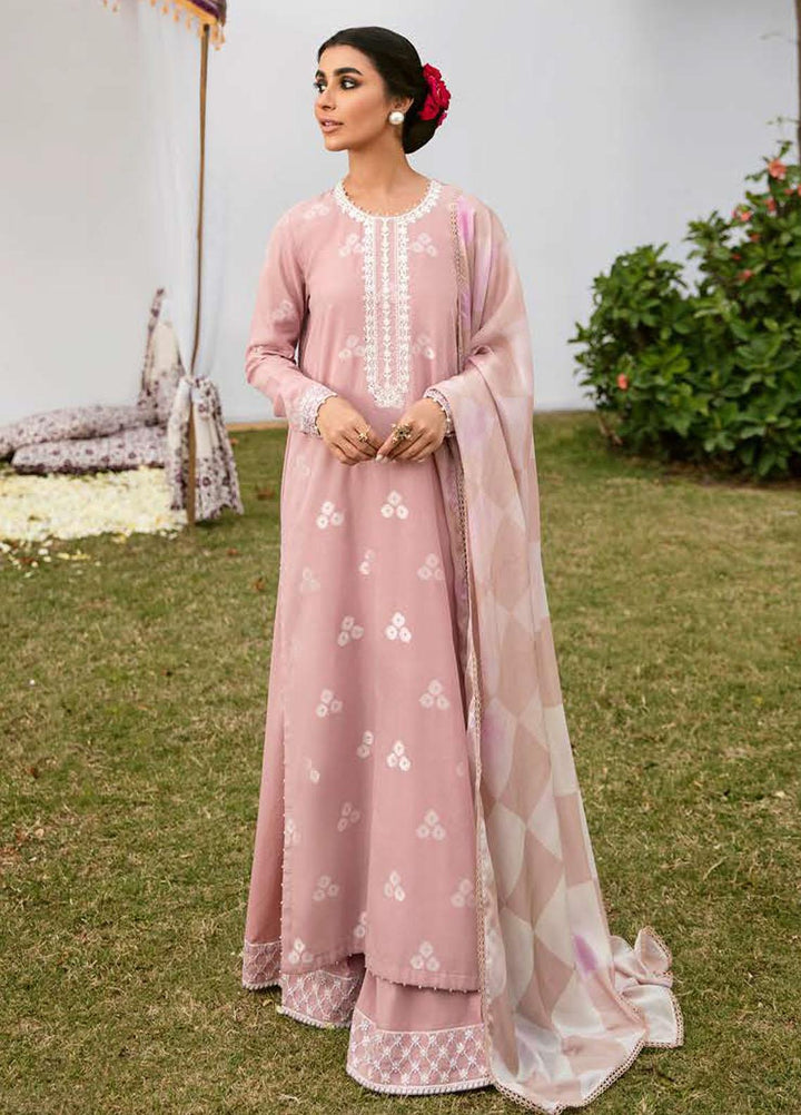 Cross Stitch Embroidered Cotton Suits Unstitched 3 Piece CS23PL D-03 Pale Mauve - Eid Collection
