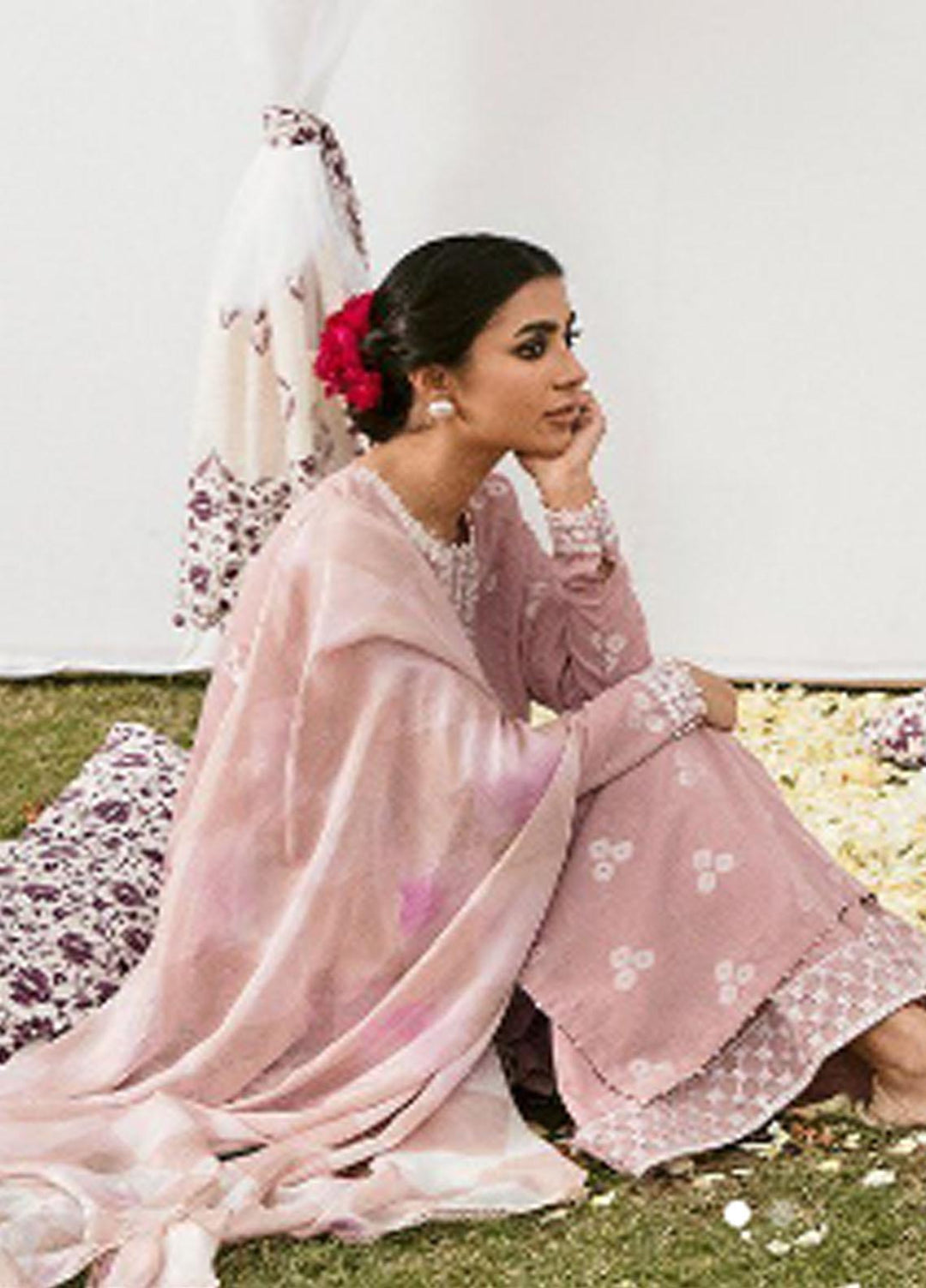 Cross Stitch Embroidered Cotton Suits Unstitched 3 Piece CS23PL D-03 Pale Mauve - Eid Collection