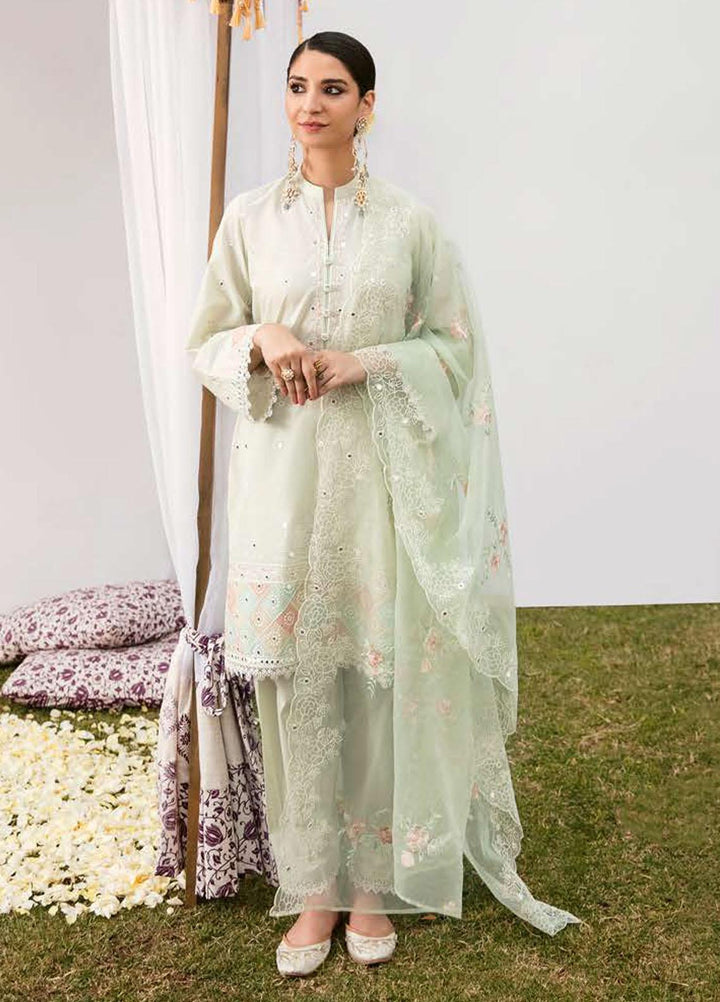 Cross Stitch Embroidered Lawn Suits Unstitched 3 Piece CS23PL D-04 Aqua Regalia - Eid Collection