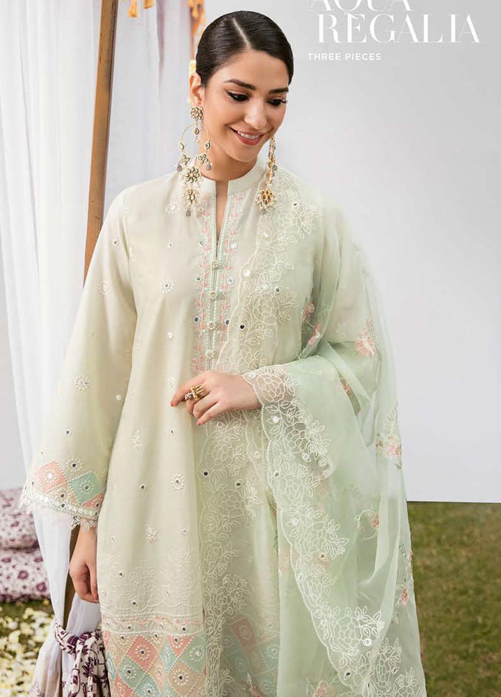 Cross Stitch Embroidered Lawn Suits Unstitched 3 Piece CS23PL D-04 Aqua Regalia - Eid Collection
