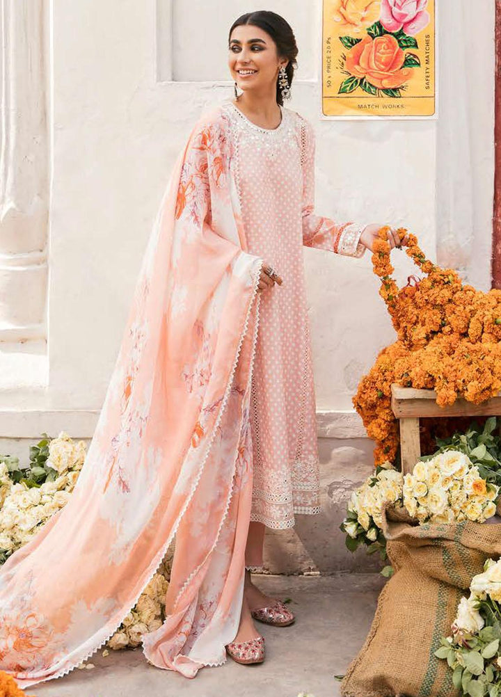 Cross Stitch Embroidered Lawn Suits Unstitched 3 Piece CS23PL D-05 Pastel Whisper - Eid Collection