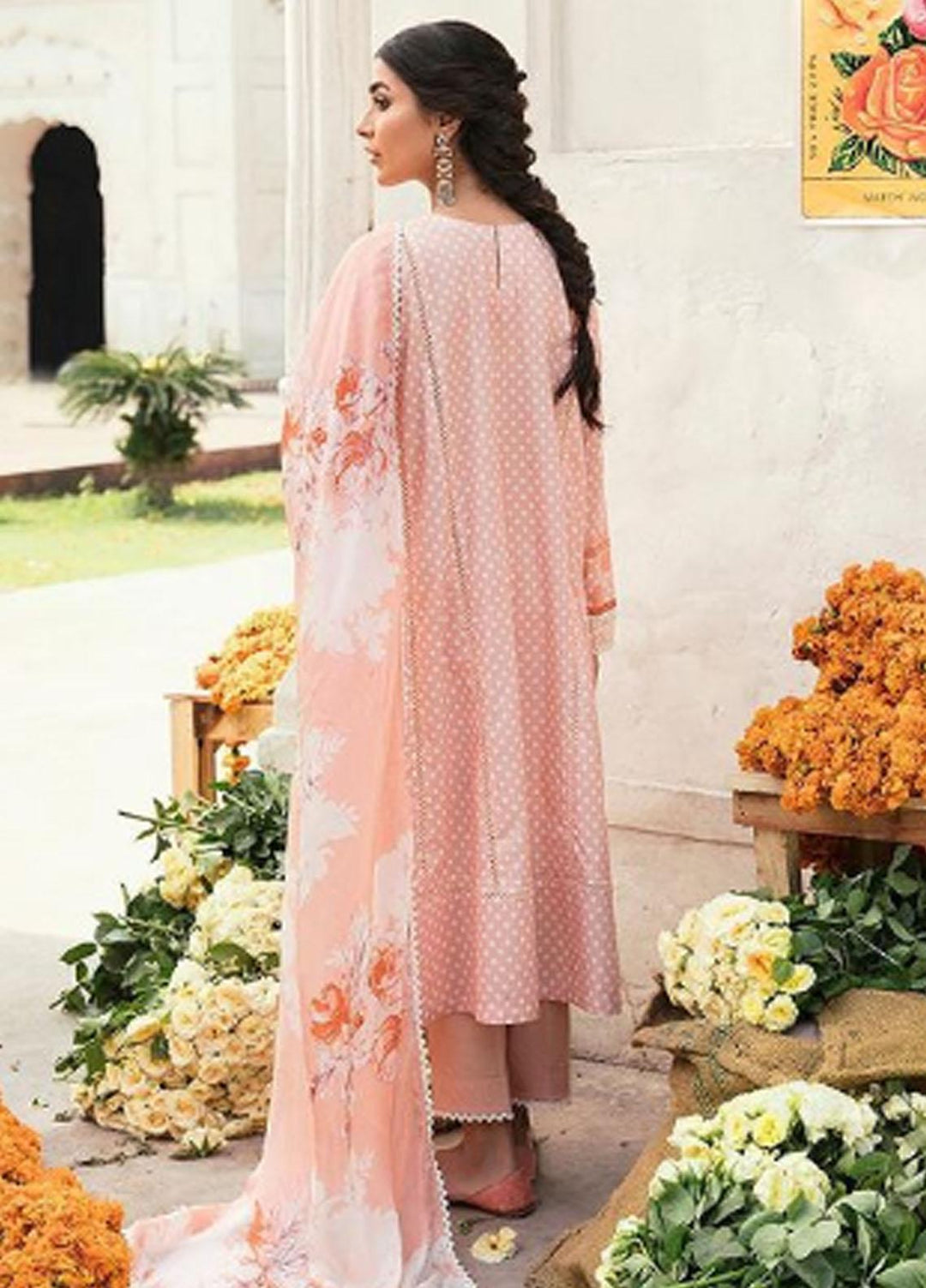 Cross Stitch Embroidered Lawn Suits Unstitched 3 Piece CS23PL D-05 Pastel Whisper - Eid Collection
