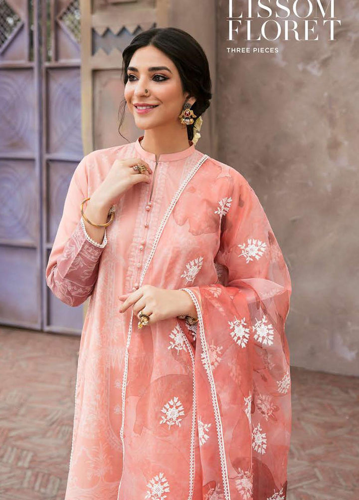 Cross Stitch Embroidered Lawn Suits Unstitched 3 Piece CS23PL D-09 Lissom Floret - Eid Collection