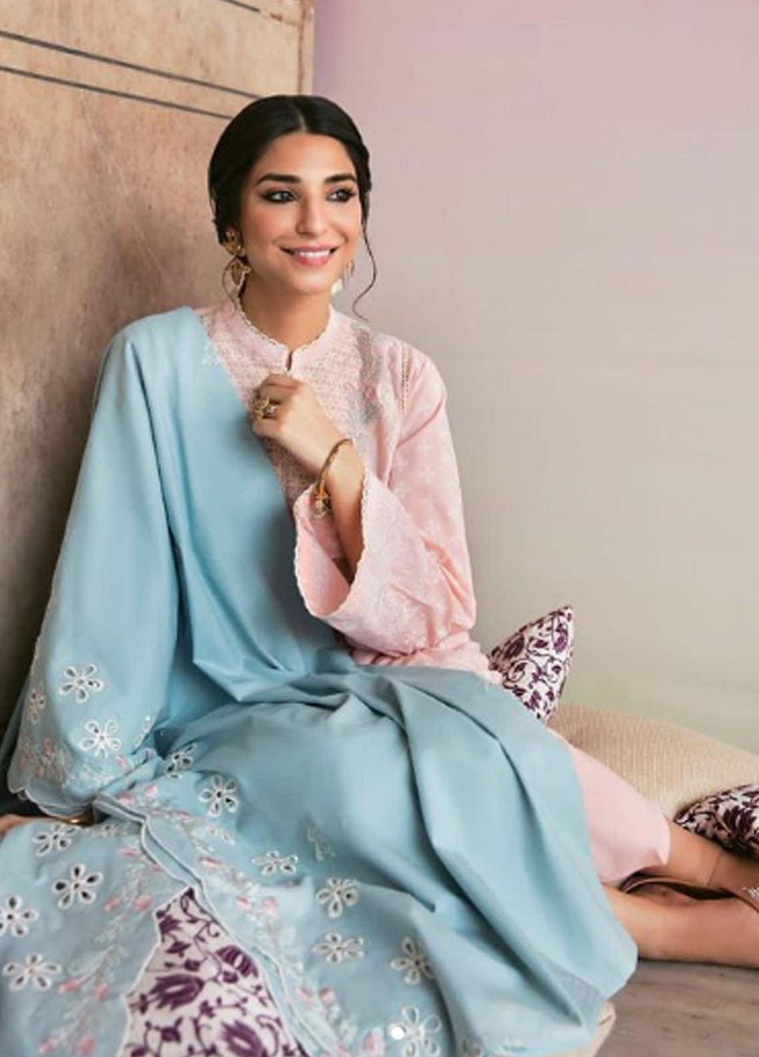 Cross Stitch Embroidered Lawn Suits Unstitched 3 Piece CS23PL D-12 Folk Festive - Eid Collection