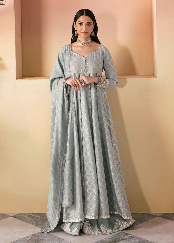 Cross Stitch Embroidered Cotton Suits Unstitched 3 Piece CS23PL D-16 Dusty Aqua - Eid Collection