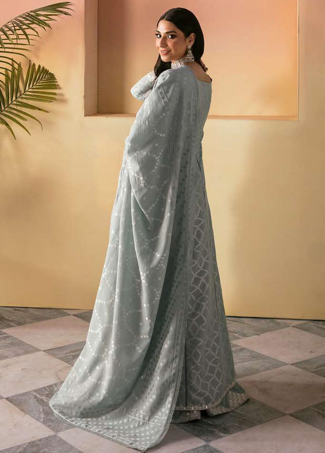 Cross Stitch Embroidered Cotton Suits Unstitched 3 Piece CS23PL D-16 Dusty Aqua - Eid Collection