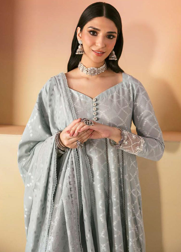 Cross Stitch Embroidered Cotton Suits Unstitched 3 Piece CS23PL D-16 Dusty Aqua - Eid Collection