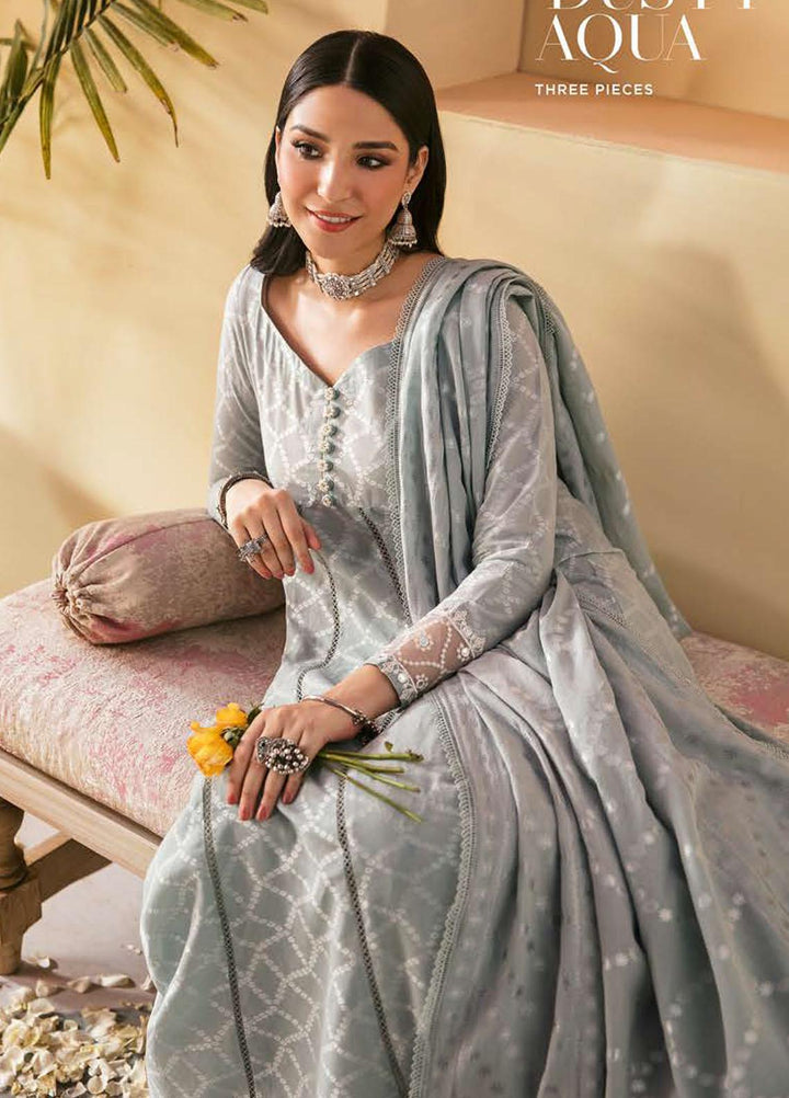 Cross Stitch Embroidered Cotton Suits Unstitched 3 Piece CS23PL D-16 Dusty Aqua - Eid Collection