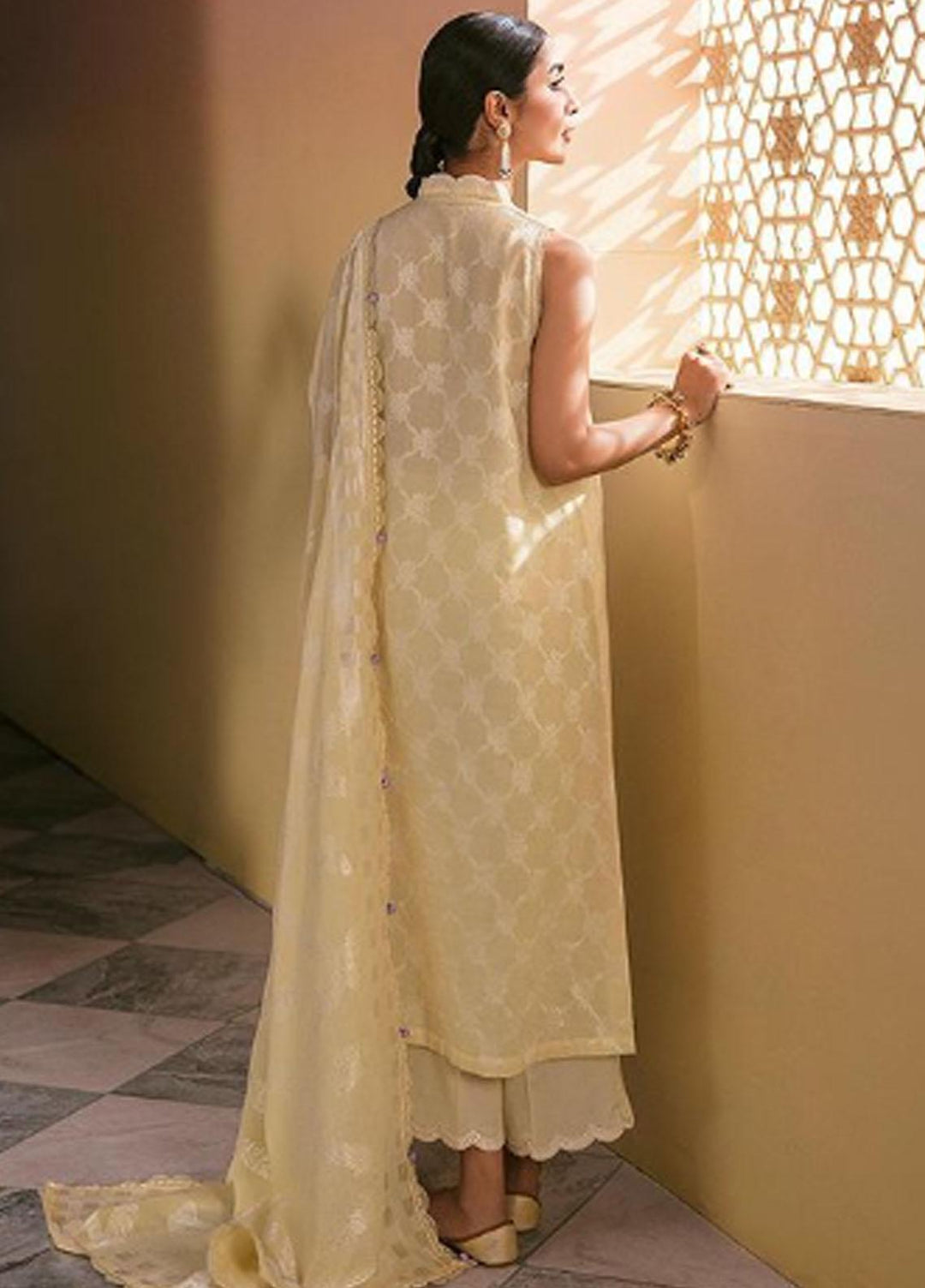 Cross Stitch Embroidered Cotton Suits Unstitched 3 Piece CS23PL D-17 Sylvan Gris - Eid Collection