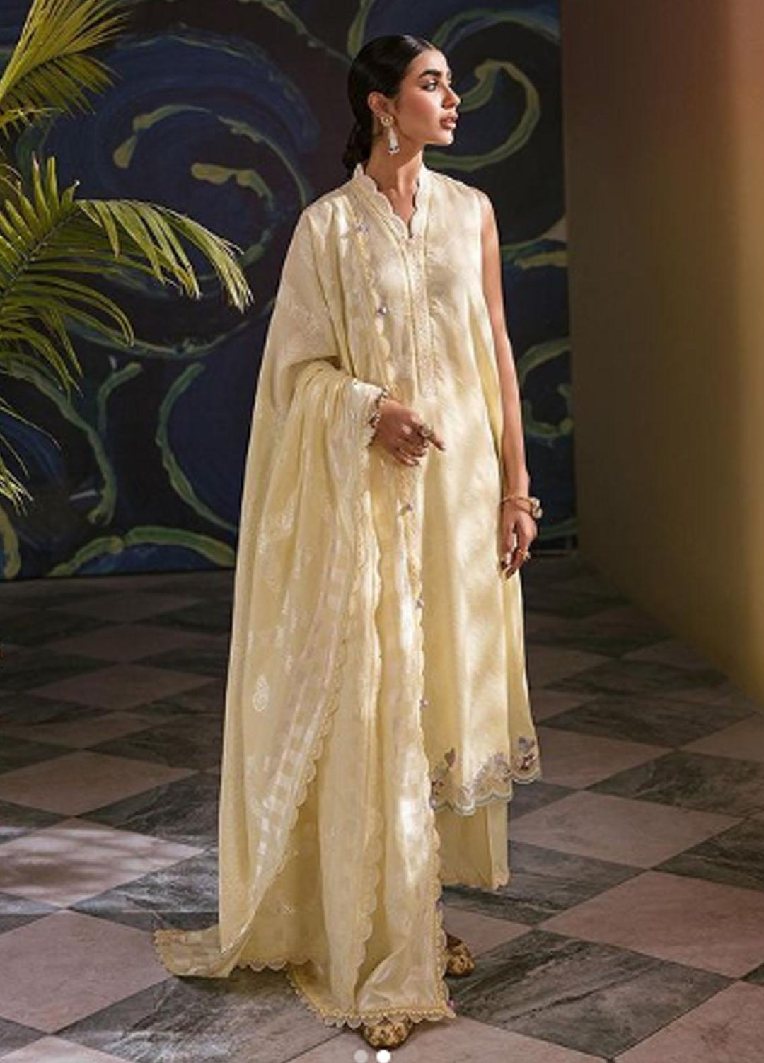 Cross Stitch Embroidered Cotton Suits Unstitched 3 Piece CS23PL D-17 Sylvan Gris - Eid Collection