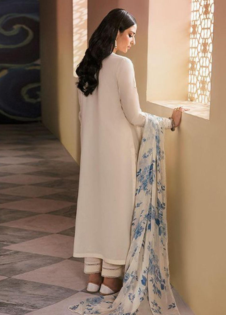 Cross Stitch Embroidered Lawn Suits Unstitched 3 Piece CS23PL D-19 Snow Pearl - Eid Collection