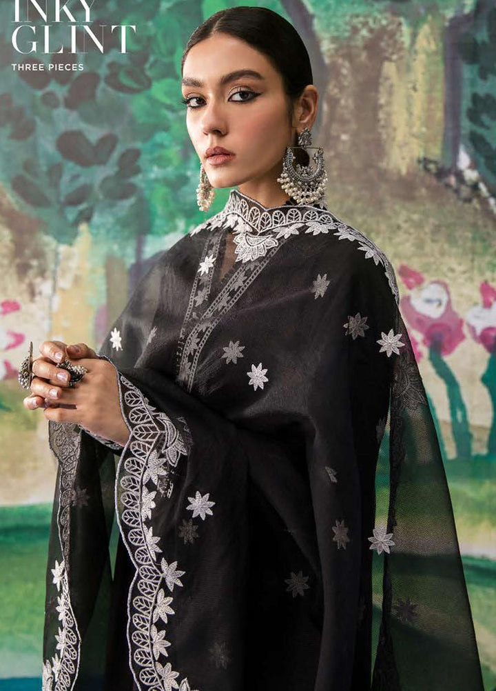 Cross Stitch Embroidered Lawn Suits Unstitched 3 Piece CS23PL D-21 Inky Glint - Eid Collection