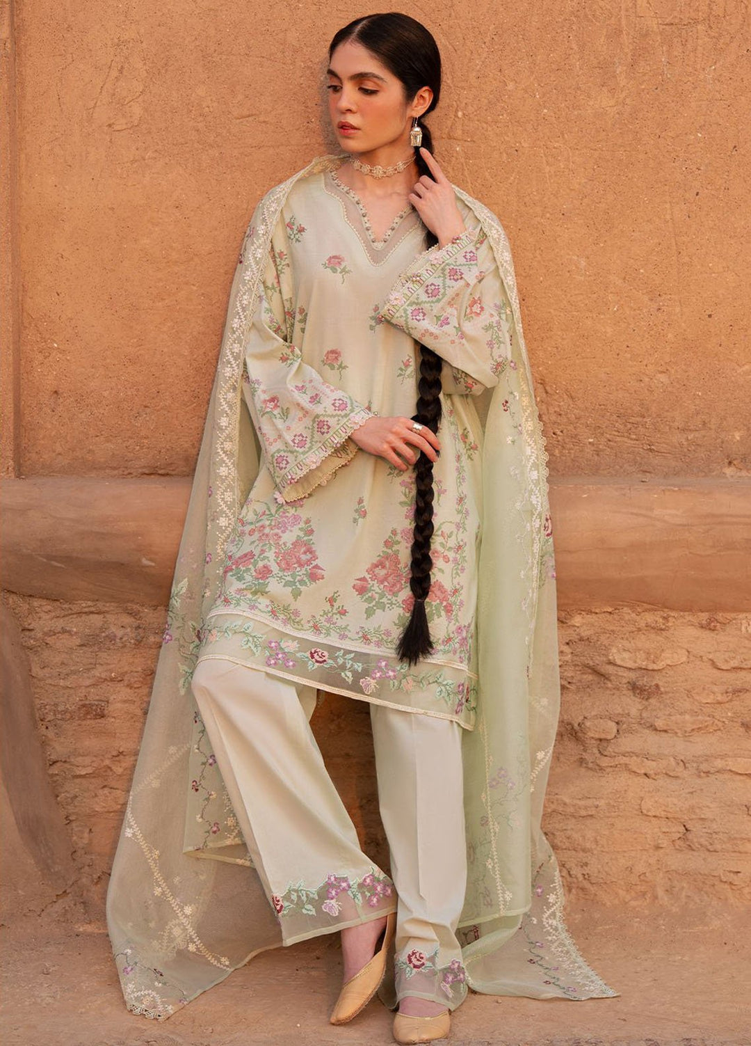 Cross Stitch Print N Embroidery Lawn Suits Unstitched 3 Piece CS25EL Citrine Aura - Summer Collection