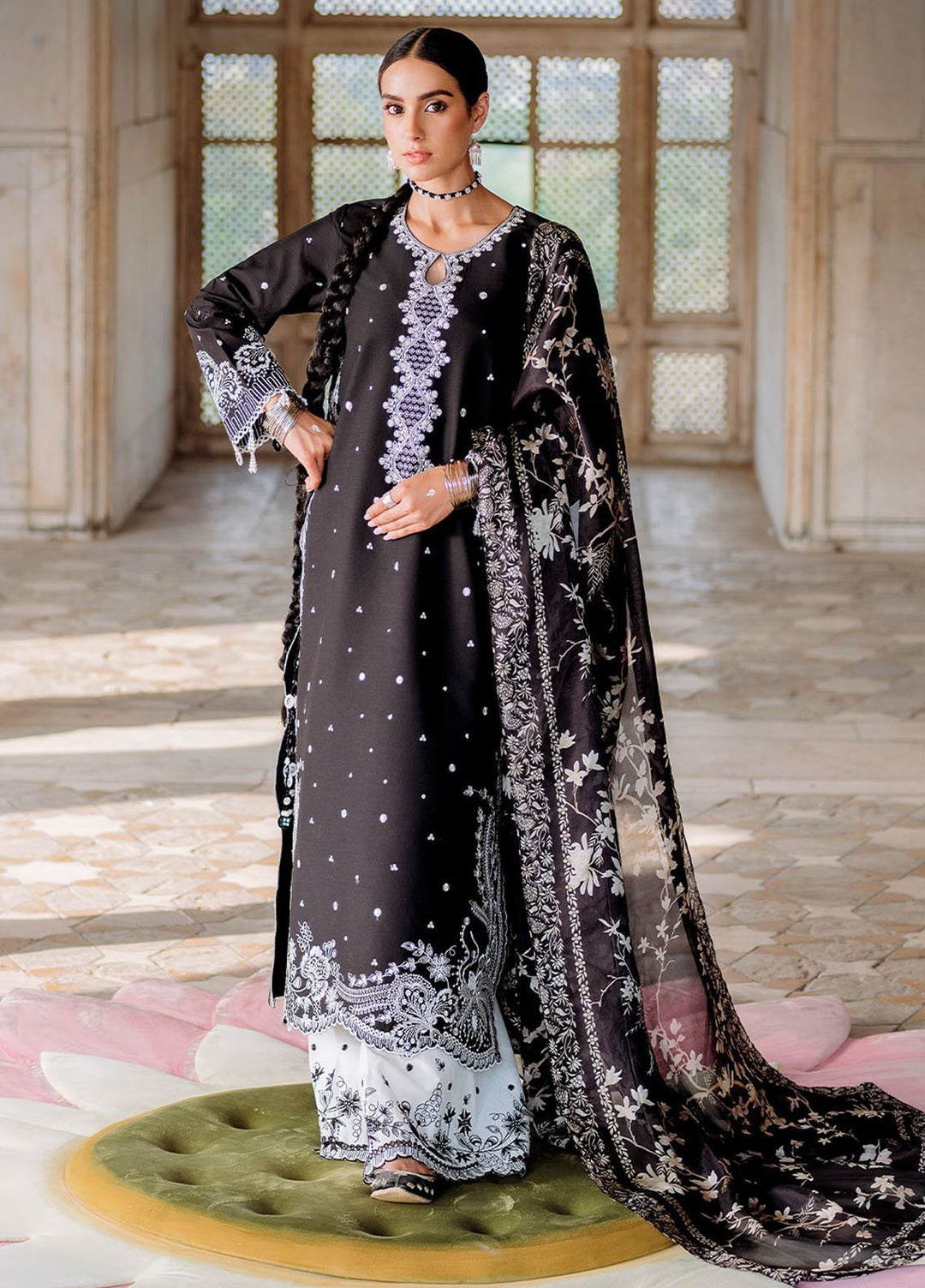 Cross Stitch Print N Embroidery Lawn Suits Unstitched 3 Piece CS25EL Ebory Vogue - Summer Collection