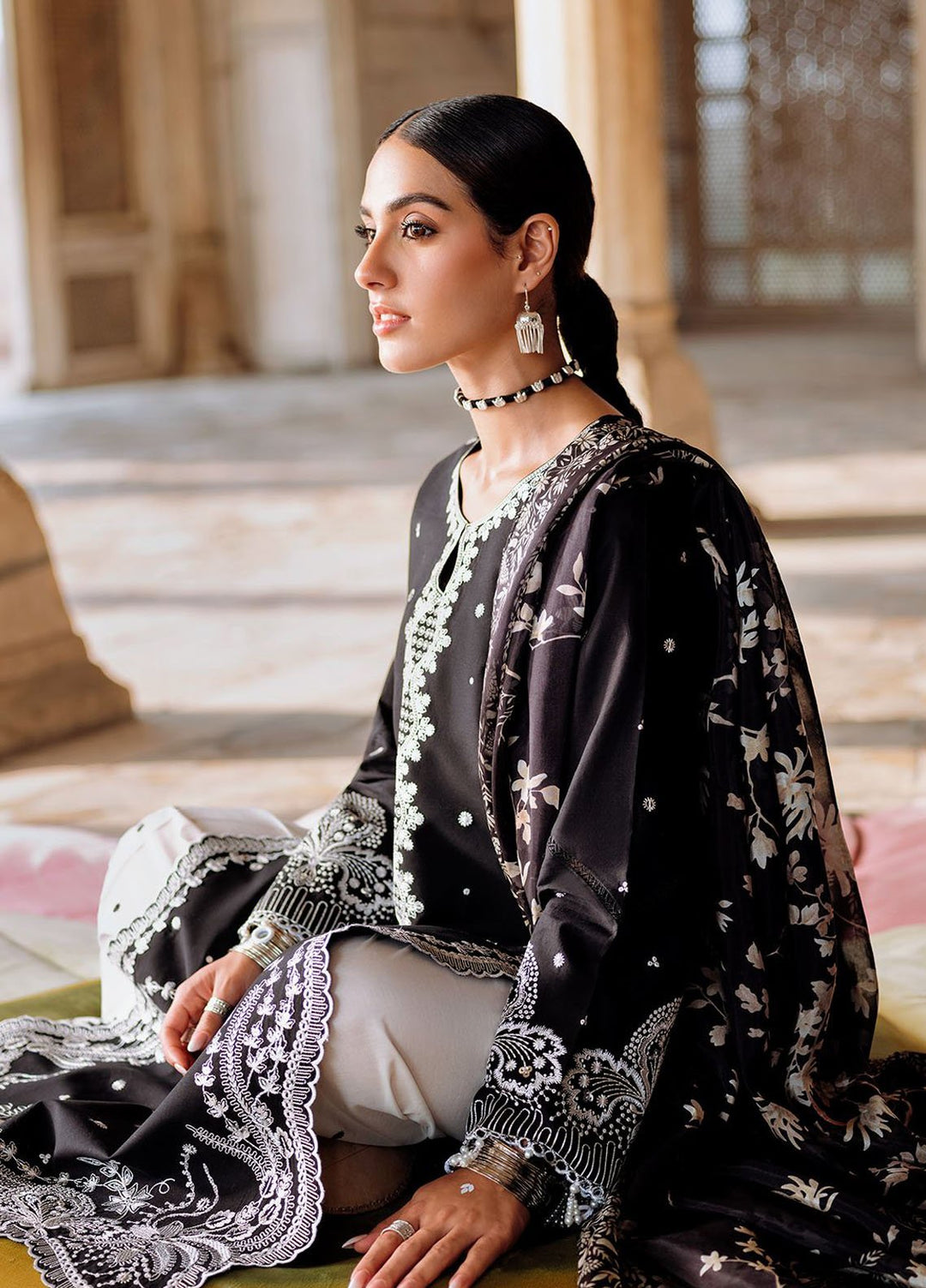 Cross Stitch Print N Embroidery Lawn Suits Unstitched 3 Piece CS25EL Ebory Vogue - Summer Collection