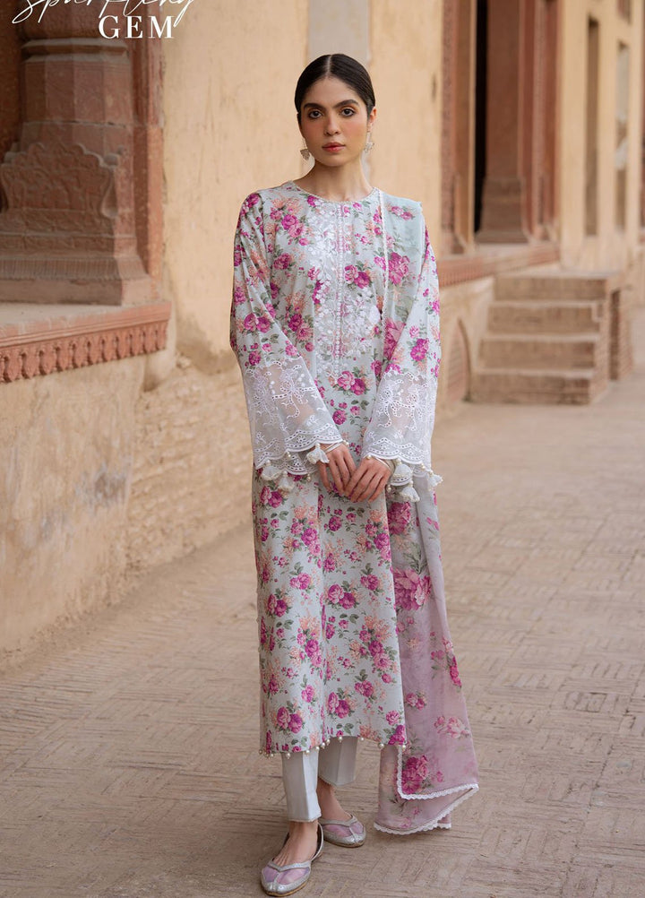 Cross Stitch Print N Embroidery Lawn Suits Unstitched 3 Piece CS25EL Lilac Hint - Summer Collection