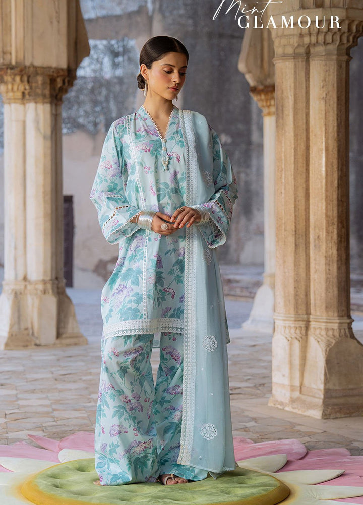 Cross Stitch Print N Embroidery Lawn Suits Unstitched 3 Piece CS25EL Mint Glamour - Summer Collection
