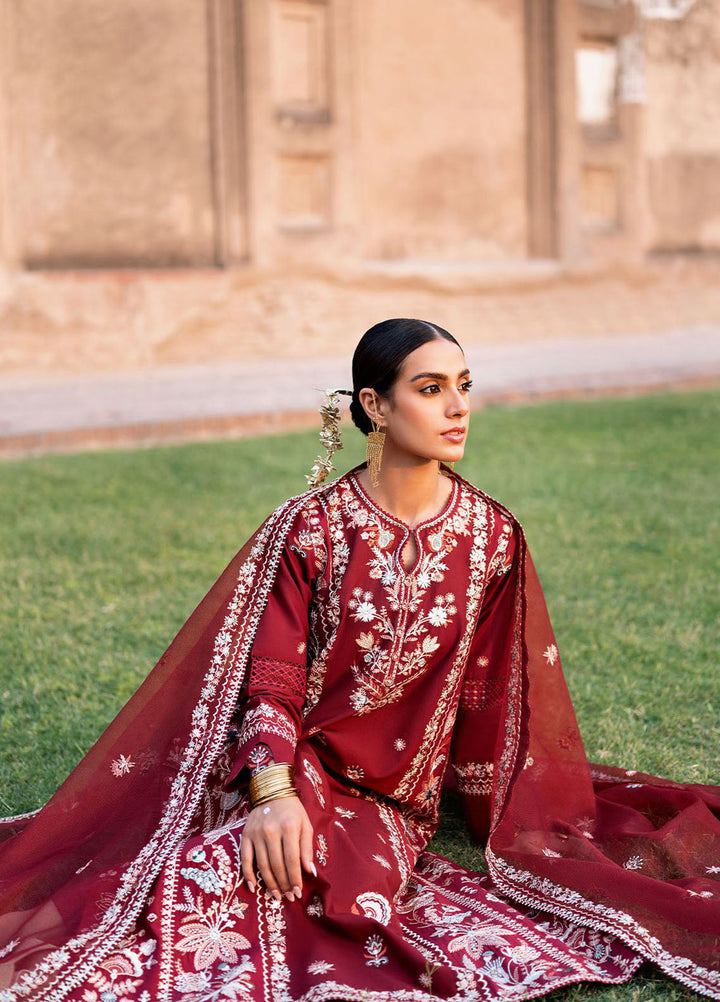 Cross Stitch Print N Embroidery Lawn Suits Unstitched 3 Piece CS25EL Rouge Zest - Summer Collection