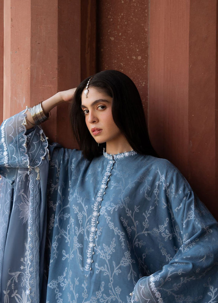 Cross Stitch Print N Embroidery Lawn Suits Unstitched 3 Piece CS25EL Silver Mist - Summer Collection