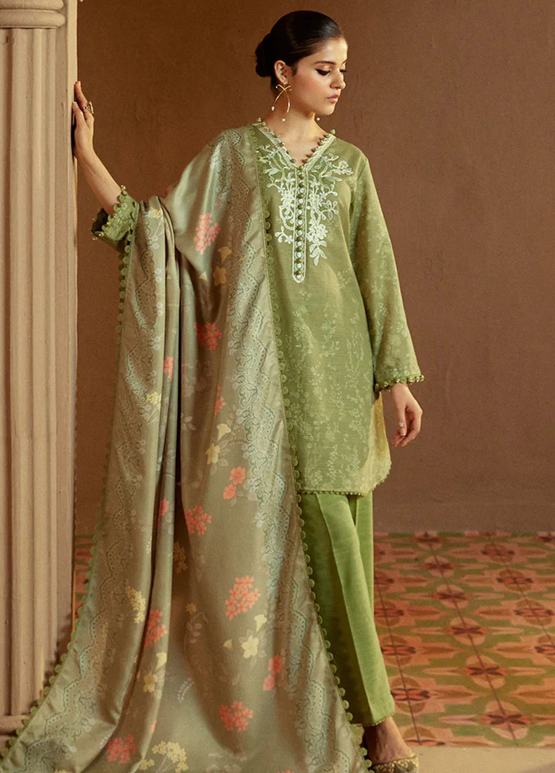 Cross Stitch Printed Khaddar Suits Unstitched 3 Piece CS24W Winter Tale - Winter Collection